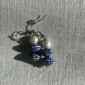 Faux pearl and ceramic earrings
